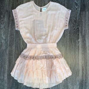 Misa Los Angeles Olivia Ruffled Tiered Grommet Gauze Mini Dress